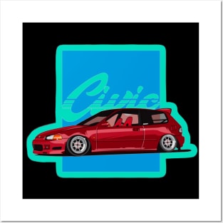 Retro Honda civic EG Hatch Posters and Art